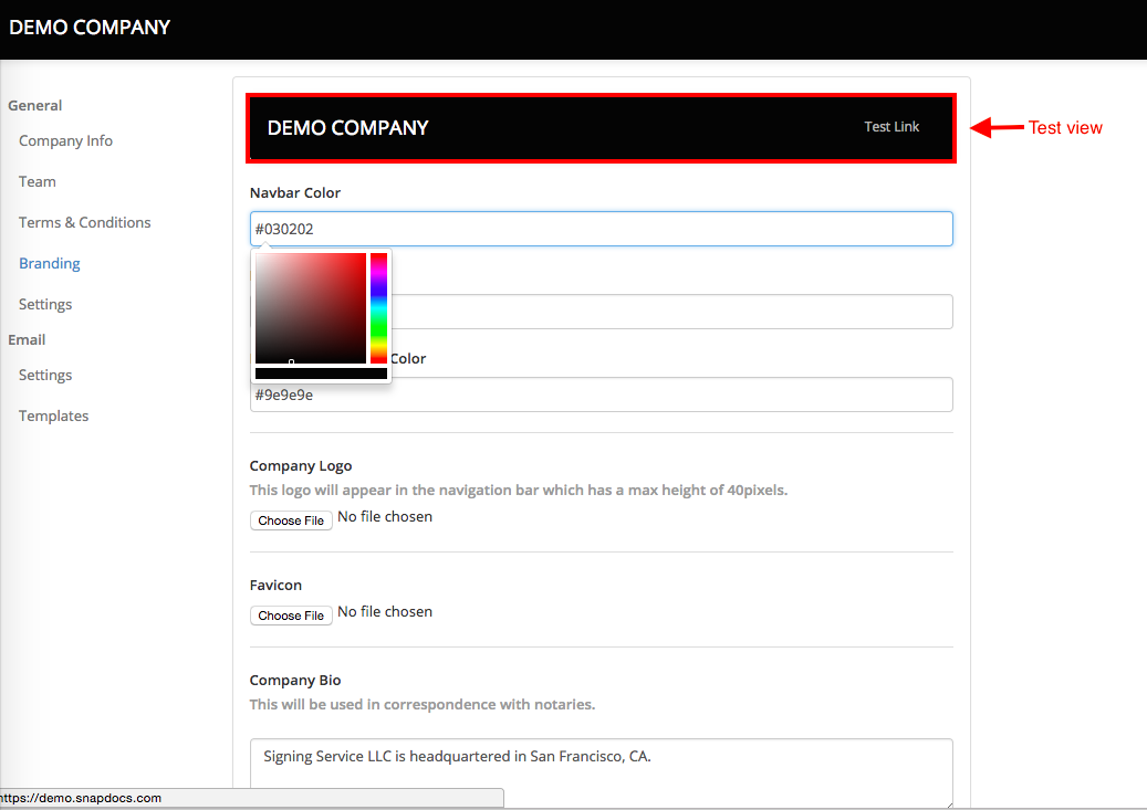 Adding Company Branding, Logo and Company Bio