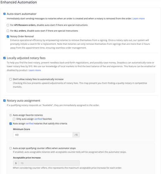 Enhanced Automation Suite Settings 1