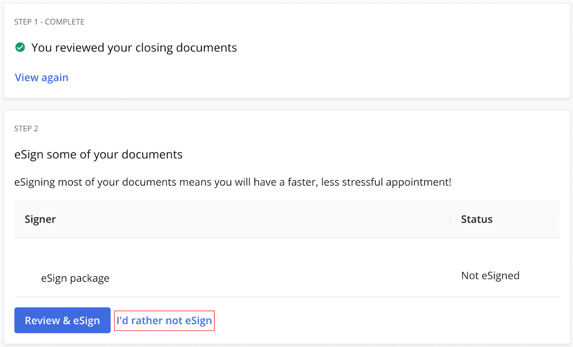 How do I opt out of eSigning? 1