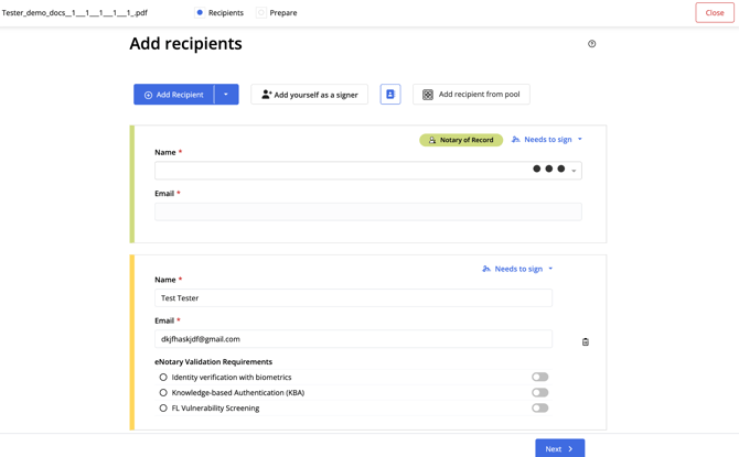 Add Recipients