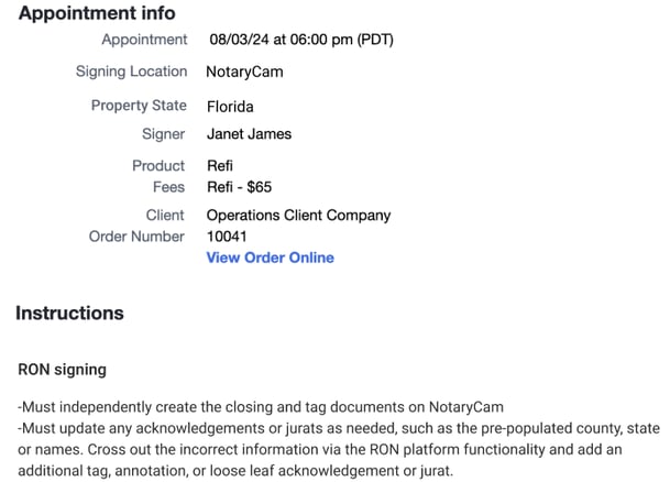 Appointment Info