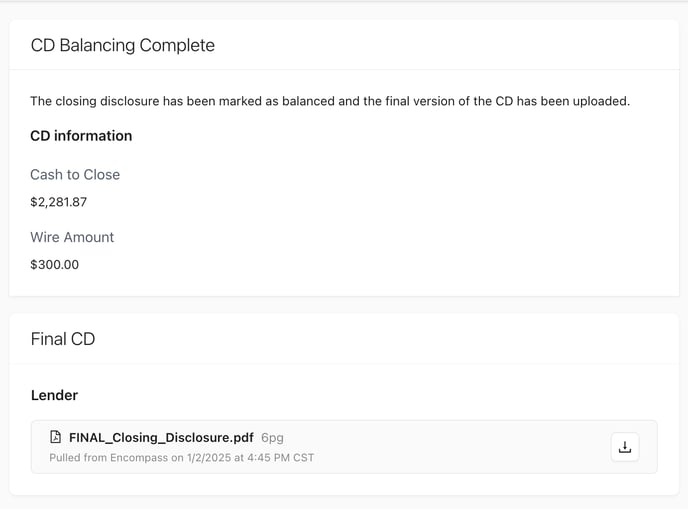 Completed CD