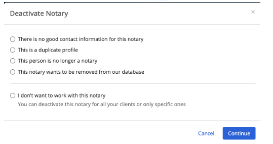 Deactivating a Notary 4