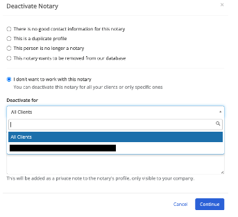 Deactivating a Notary 5