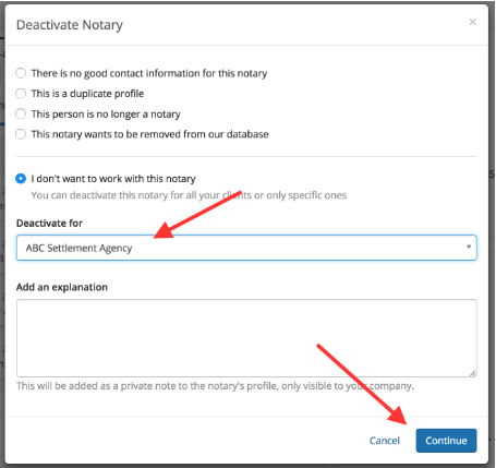 Deactivating a Notary 6