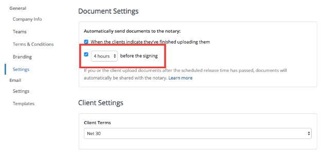 Document Release Settings 2