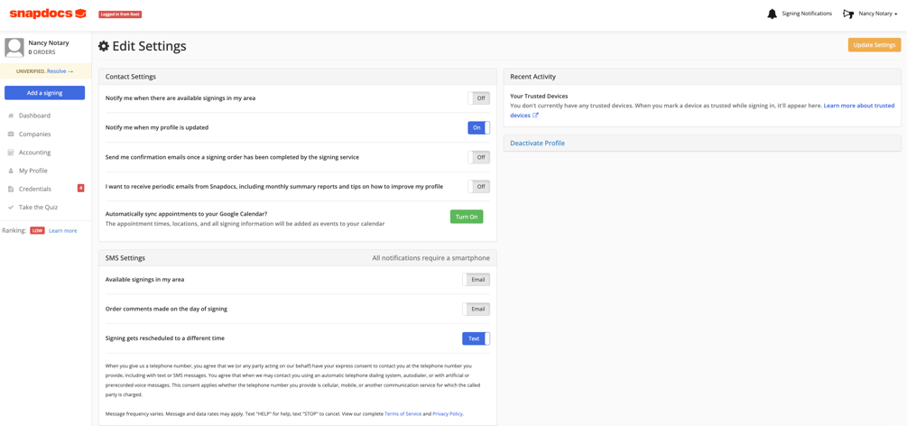 Guide to Your Account Settings