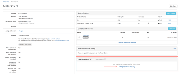 Manage your client company preferred notaries 2