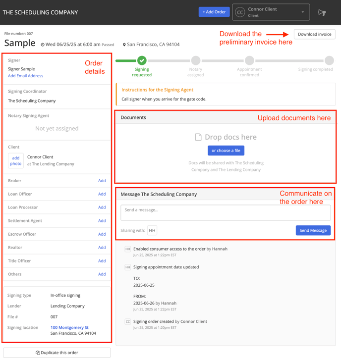 Order page