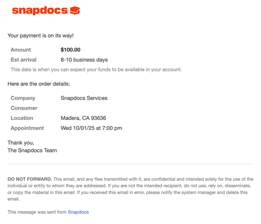 Payment in 8-10 days