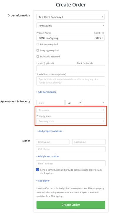 RON Order Form
