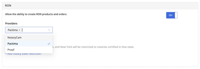 RON Provider Options