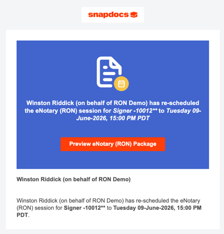 RON Session Rescheduled