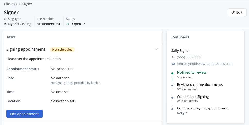 Snapdocs Message Snapdocs for Settlement User Guide