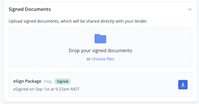 Upload and send wet signed documents back to the lender 1