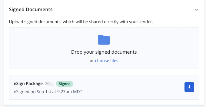 Upload and send wet signed documents back to the lender 1