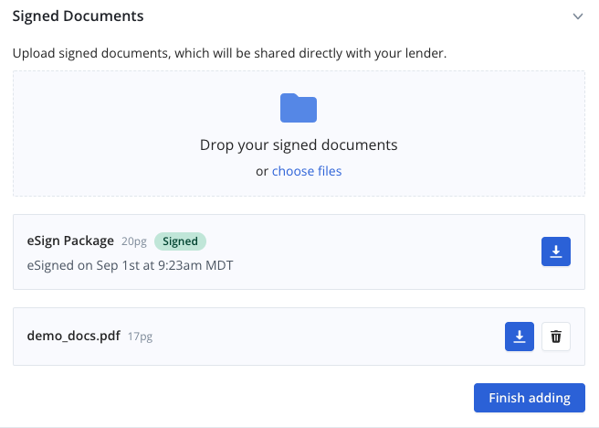 Upload and send wet signed documents back to the lender 2