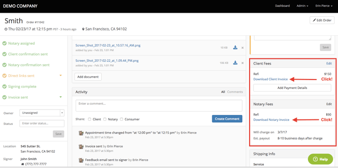 Viewing Client and Notary Invoices 1