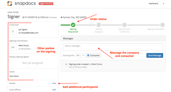 Who is a participant on an order and what access do they have?-4